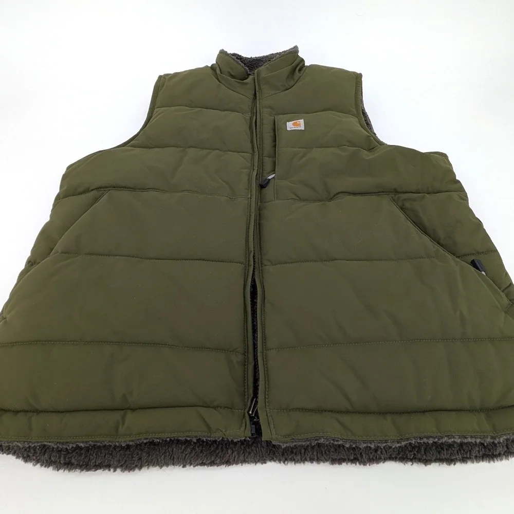 Carhartt Montana Puffer Vest Sherpa Lined Green OV5607-W Size L (12-14)